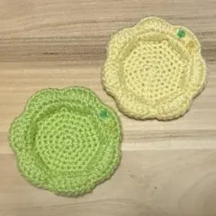 ハンドメイド お花 コースター 2個セット 編み物