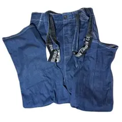 C-SEVENTEEN サスペンダー付き デニムオーバーオール ワイドパンツ