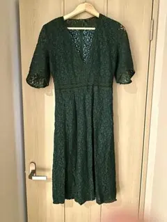 ZARA WOMAN ダークグリーン レース ワンピース M