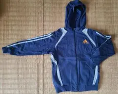 adidas アディダス パーカー 140 ネイビー フルジップ キッズ 子供用
