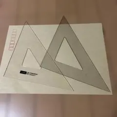 UCHIDA 三角定規セット 透明プラスチック　製図用　大きい　レトロ