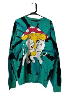 RIPNDIP ニット セーター キノコ 猫柄　Mサイズのサムネイル