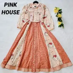 PINK HOUSE ノースリーブワンピース チェリー柄 パッチワーク風 - メルカリ
