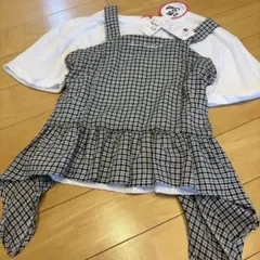 LOVE RABBY チェック柄キャミソール＆Tシャツセット 150 新品タグ付