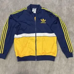 adidas ジップアップジャケット ネイビー/イエロー　古着
