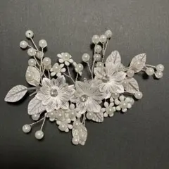 シルバー 花 パール ヘッドドレス