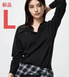 UNIQLO メリノポロセーター　ブラック　黒　L