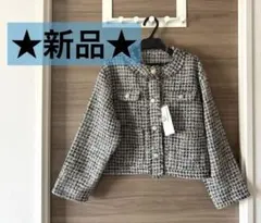 新品　フリーサイズ ツイードジャケット　ラメ　金