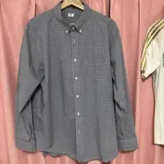 UNIQLO ギンガムチェック ボタンダウンシャツ ネイビー XL