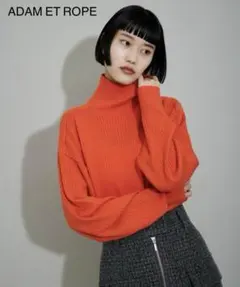 【ADAM ET ROPE】WEB限定・洗える WOOL混リブタートルニット