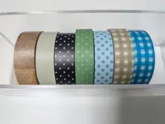 廃盤　倉敷意匠　マスキングテープ　茶　水玉　ピンドット　チェックのサムネイル