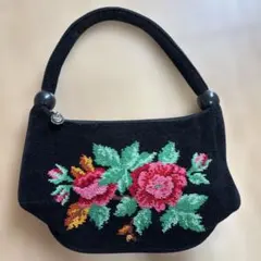 FEILER 花柄刺繍トートバッグ 黒