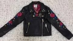 Disney 美女と野獣バラ刺繍 ライダースジャケット 104cm
