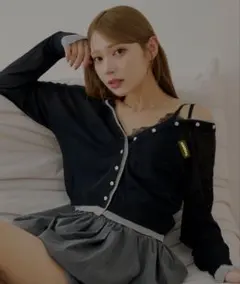 バイカラーラメシアーカーディガン