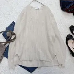 スローブイエナ ラクーン混Vネックプルオーバー ニット Vネック