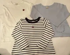 petit main 110cm Girls 刺繍つき 長袖カットソー3枚セット