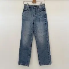 GU ジーユー ハイウエストストレートジーンズ M ライトブルー デニム