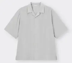 GU オープンカラーシャツ ライトグレー Ｌサイズ