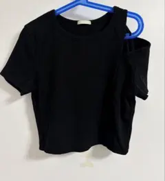 GU ブラック リブ編み Tシャツ Sサイズ