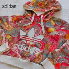 美品✨️ アディダス 花柄 総柄 派手 フード付きパーカー コラボ レディース