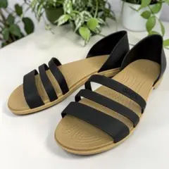 クロックス フラットサンダル 黒 軽量 美品 24㎝