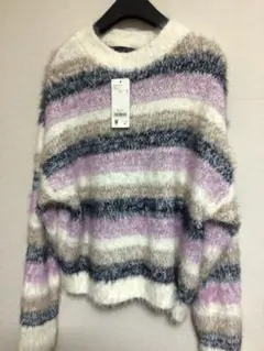 新品タグ付　洗濯可　ワイドボーダーニット M honeysuckle rose