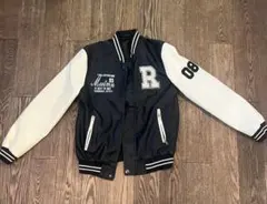 スタジャン 黒と白 刺繍デザイン