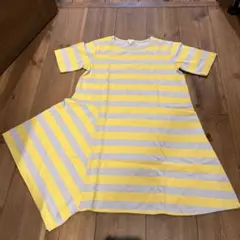 半袖ワンピース130ボーダー新品イエローhushush