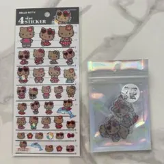 日焼けキティ　4サイズステッカー　フレークシール
