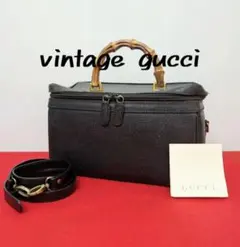 極希少！gucci 2way バンブー レザーバニティ ショルダーオールドグッチ