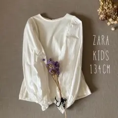 ザラキッズ✾ボリューム切り替え シャーリングフリル袖トップス134