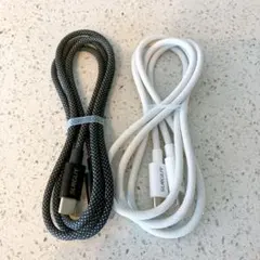 充電ケーブル　2本セットType C to USBC 充電コード　黒　白