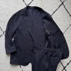 pajama suit カジュアルスーツ　セットアップ　ネイビー　洗える　XL