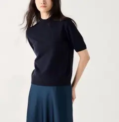 ユニクロ　カシミヤモックネックセーター　ブラック　L 五分袖　美品