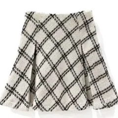 GRL ダイヤ柄ツイードフレアミニスカート アイボリー S