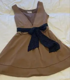 LODISPOTTOワンピース　ブラウン M ウエストリボン付き