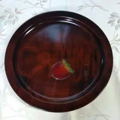 古民芸　讃岐塗り？大きくてとても美しい朱色の楕円形漆器の盆、波状の縁取りが特徴。 大正昭和初期の透漆塗り讃岐盆 一人用折敷に最適