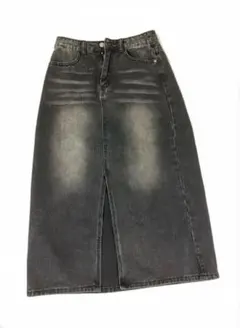 ダークグレー デニムロングスカート