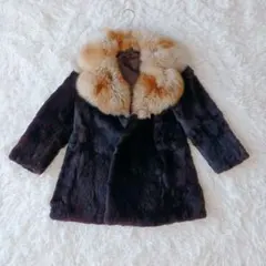 美品☆毛皮コート リアルファー ボリューム襟 豪華 ゴージャス