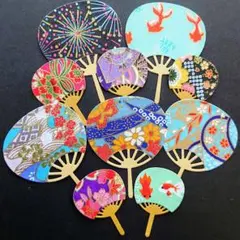 友禅染和紙のミニうちわ2サイズ10枚セット④