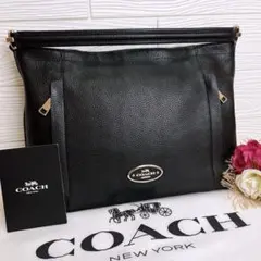 極美品☆COACHコーチ トートバッグ レザー 肩掛け ビジネス 大容量 黒