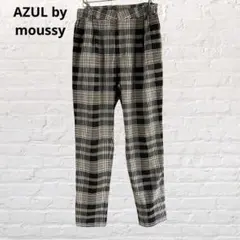 9530 アズールバイマウジー チェックパンツ カジュアル 黒×グレー M
