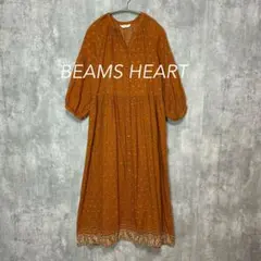 BEAMS HEART ビームスハート　柄ギャザー ワンピース