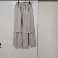 ベージュ ポリエステル ロングスカート フリーサイズ