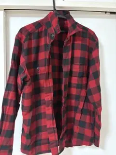UNIQLO 長袖シャツ M レッド/ブラックチェック