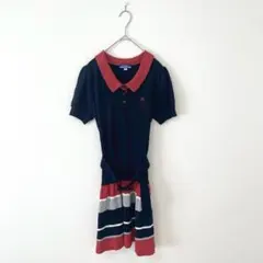 【BURBERRY/バーバリー】ポロワンピース 半袖 ベルト ワンポイント刺繍