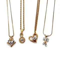 美品✨ニナリッチ ネックレス ハート NR ロゴ ラインストーン ゴールド 4点