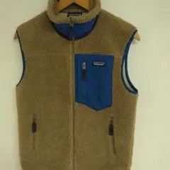 patagonia フリースベスト XS ベージュ/ブルー