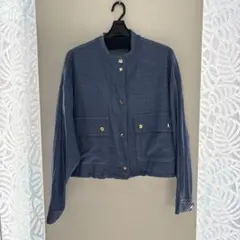 ZARA ノーカラー デニムジャケット ブルゾン L (ライトデニム）