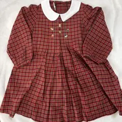 ✽美品✽ familiar 赤 チェック ワンピース 80